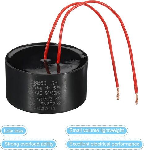 PATIKIL CBB60 50uf Running Capacitor,1Pcs AC 450V 50/60Hz Cylinder Bottom with 2 Red Wires 17cm for Water Pump,Deep Well Pump Motor Star,2.96 x 1.83inch in Saudi Arabia
