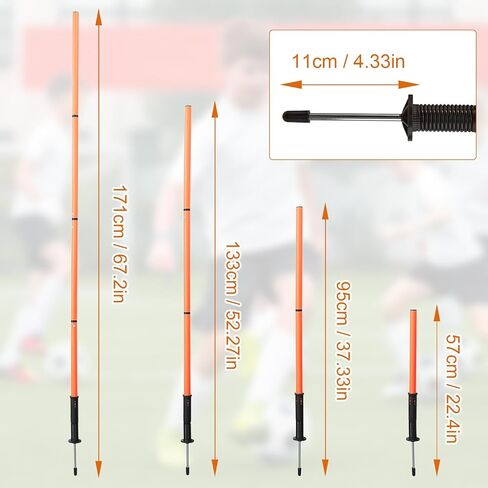 Soccer Training Equipment Agility Training Pole Set, 6 Spring Soccer Plug-in Type Dribbling Pole, Agility Ladder, 10 Soccer Cones for Speed Training, Soccer Training, Basketball Athletes Kids in Saudi Arabia