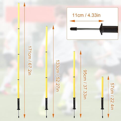 Soccer Training Equipment Agility Training Pole Set, 6 Spring Soccer Plug-in Type Dribbling Pole, Agility Ladder, 10 Soccer Cones for Speed Training, Soccer Training, Basketball Athletes Kids in Saudi Arabia