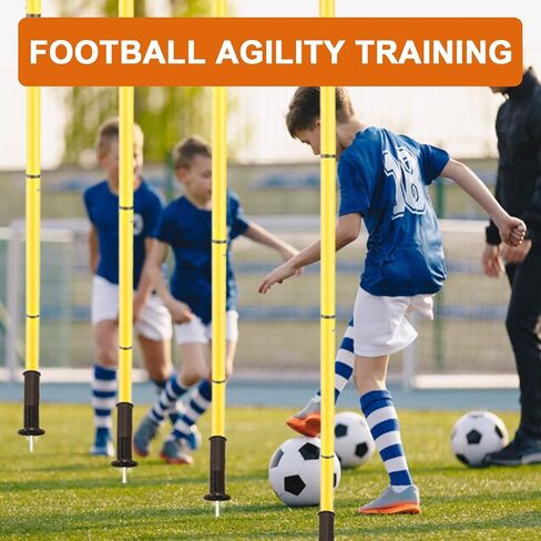 Soccer Training Equipment Agility Training Pole Set, 6 Spring Soccer Plug-in Type Dribbling Pole, Agility Ladder, 10 Soccer Cones for Speed Training, Soccer Training, Basketball Athletes Kids in Saudi Arabia