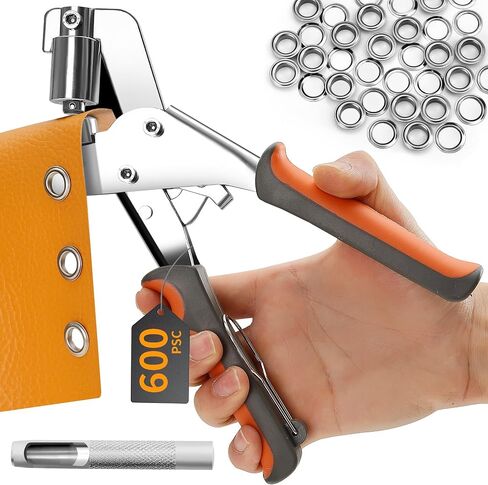 Grommet Tool Kit, Handheld Grommet Pliers with 600PCS 3/8 Inch Grommets, Heavy Duty Grommet Kit, Eyelet Pliers Kit for DIY Banner Tarp Leather Repair and Installation in Saudi Arabia
