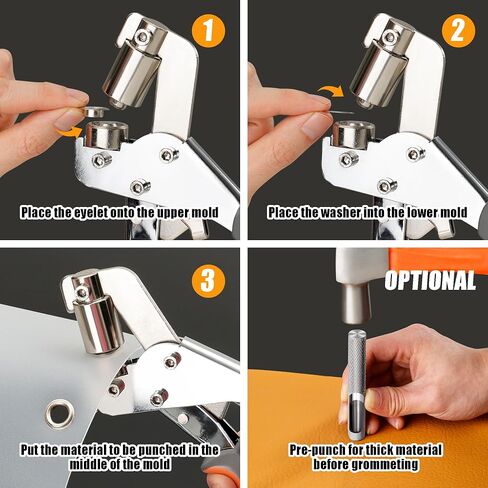 Grommet Tool Kit, Handheld Grommet Pliers with 600PCS 3/8 Inch Grommets, Heavy Duty Grommet Kit, Eyelet Pliers Kit for DIY Banner Tarp Leather Repair and Installation in Saudi Arabia