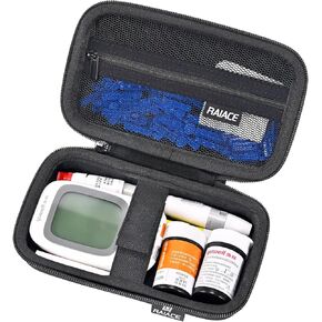 RAIACE Diabetic Supplies Hard Storage Case, Carrying Case with mesh pocket fit for Glucose Meter, Insulin Pen, Glucose Monitor, Blood Sugar Test Strips,Lancets. (Case Only)- Black