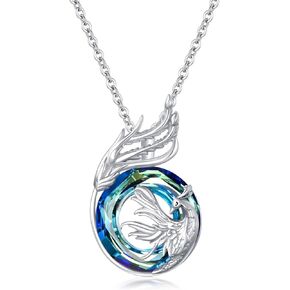 POPLYKE Elephant Mothers Day Gifts for Mom from Daughter Sterling Silver Elephant Pendant with Blue/Purple/Volcano Crystal for Women Daughter Wife