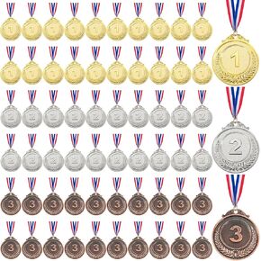 Caydo Gold Silver Bronze Award Medals, 1st 2nd 3rd Place Medals for Awards for Adults for Sports, Competitions, Party, 2 Inch(63PCS/96PCS)