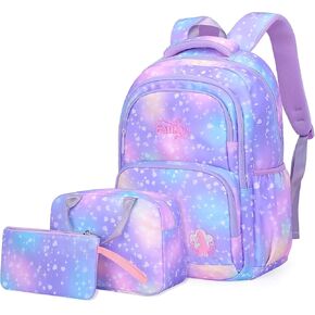 Dorlubel Girls Princess حقيبة ظهر للمدرسة الابتدائية، حقيبة ظهر مطبوعة على شكل قلب لطيفة للأطفال في مرحلة ما قبل المدرسة مع حقيبة غداء وحقيبة أقلام (شكل قلب أرجواني) in Kuwait