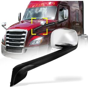 Chrome Hood Mirrors Assembly (Driver and Passenger Sides) Fit for Freightliner Cascadia 2018 2019 2020-New Pair