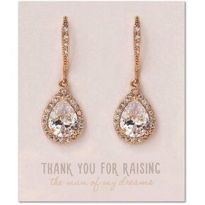 Mother of the Groom Gift Drop Earrings or Jewelry set in Silver, Yellow Gold, Rose Gold