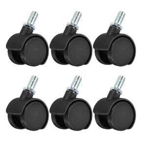 8 Pack Swivel Casters - 360 Degree Threaded Stem Mount Wear-Resistant Cart Trolley Wheels, Apply to Furniture Workbench Chair (1 Inch, Black)