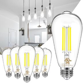 daybetter 12 حزمة خمر أدى لمبات اديسون، e26 أدى لمبة 60w ما يعادل، عكس الضوء أدى المصابيح الكهربائية، سطوع عالية 800 lm أبيض محايد 4000k، st58 المصابيح الشعيرة العتيقة، نمط الزجاج الشفاف للمنزل