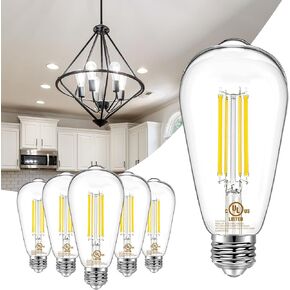 DAYBETTER 12 Pack Vintage LED Edison Bulbs, E26 Led Bulb 60W Equivalent, Dimmable Led Light Bulbs, High Brightness 800 LM Neutral White 4000K, ST58 Antique Filament Bulbs, Clear Glass Style for Home