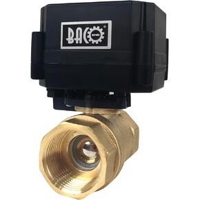 BACOENG Motorized Ball Valve, 2 Wire Auto Return 1" Brass Electrical Ball Valve with Standard Port, AC/DC9-24V Manually Closable (Normally Closed), Black