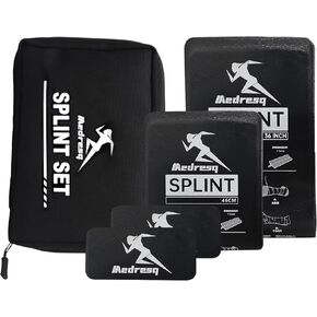 First Aid Splint Kit: Lightweight, Reusable Support for Arm and Leg Fracture Treatment During Trauma Emergencies (Black)