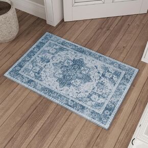 Runner Rug with Non Slip Backing, Vintage Washable Soft Floor Carpet for Kitchen, Hallway, Entryway Indoor, Bedroom, Laundry, Low Pile Area Rugs (Vintage Green, 2‘ * 8’)