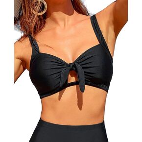 Tempt Me Women Bikini Tops Push Up Swim Top Front Tie Knot Bathing Suit Top Padded Swimsuit Top Only