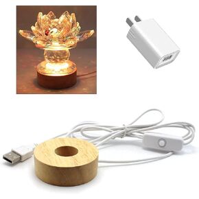 LZYUANHEN Lights Display Base Colored Round Wooden Lighted Pedestals Compact USB Wall Charger 5V1A Output Plug for Laser Crystal Glass Resin Art C