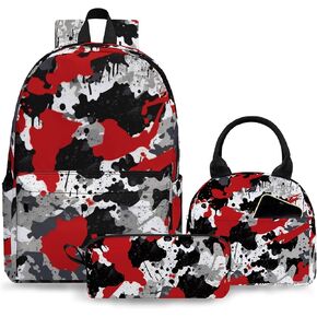 3PCS Backpack for Boys Girls Kids Soccer School Backpack Sets with Lunch Bag Pencil Case, 17 Inch Lightweight Bookpack 3 in 1 Set for Teens Elementary Middle HighSchool Students (Fire Soccer)