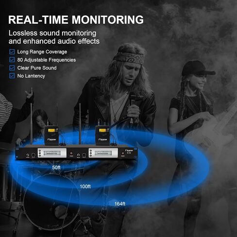 Pro UHF Wireless in Ear Monitor System, Metal IEM Stereo System Transmitter and Bodypack Receiver, 80 Adjustable Frequencies,164ft Range, Ideal for Studio, Guitar, Band Performance in Saudi Arabia