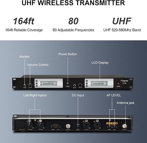 Pro UHF Wireless in Ear Monitor System, Metal IEM Stereo System Transmitter and Bodypack Receiver, 80 Adjustable Frequencies,164ft Range, Ideal for Studio, Guitar, Band Performance in Saudi Arabia