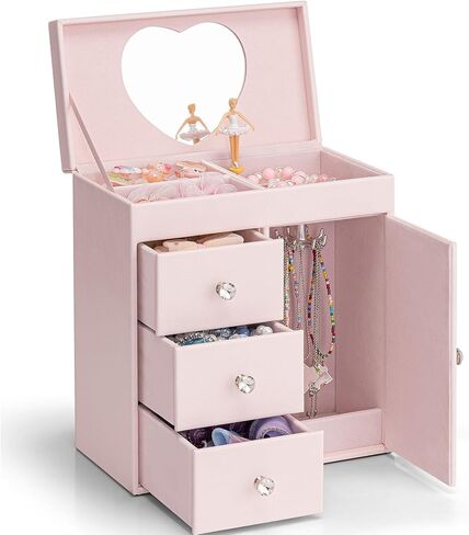 Vlando Musical Jewelry Box for Girls, Large Kid Music Box with Ballerina for Birthday Bedroom Decor, 4 Layer Girl Jewelry Gifts for Girls Kids - Fantasy in Saudi Arabia