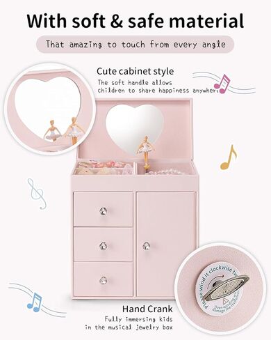 Vlando Musical Jewelry Box for Girls, Large Kid Music Box with Ballerina for Birthday Bedroom Decor, 4 Layer Girl Jewelry Gifts for Girls Kids - Fantasy in Saudi Arabia