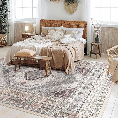 سجاد منطقة 9 × 12 لغرفة المعيشة وغرفة النوم والمنزل والمكتب ديكور داخلي للأرضيات، سجادة سجادة رفيعة للغاية وقابلة للغسل، سجادة منطقة قابلة للطي خفيفة الوزن غير قابلة للانزلاق، سجاد كبير عتيق مقاوم للبقع، زهور متعددة in Kuwait