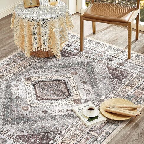 سجاد منطقة 9 × 12 لغرفة المعيشة وغرفة النوم والمنزل والمكتب ديكور داخلي للأرضيات، سجادة سجادة رفيعة للغاية وقابلة للغسل، سجادة منطقة قابلة للطي خفيفة الوزن غير قابلة للانزلاق، سجاد كبير عتيق مقاوم للبقع، زهور متعددة in Kuwait