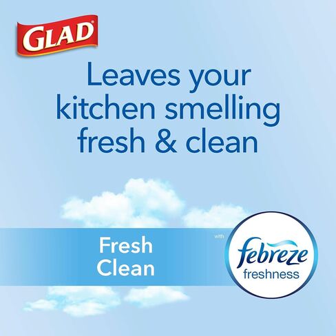 Glad Trash Bags and Food Wrap, ForceFlex Tall Kitchen Drawstring Garbage Bags, 13 Gal, Fresh Clean Scent with Febreze, 110 Ct + Glad Press'n Seal Plastic Food Wrap - 70 Square Foot Roll, (Bundle) in Saudi Arabia