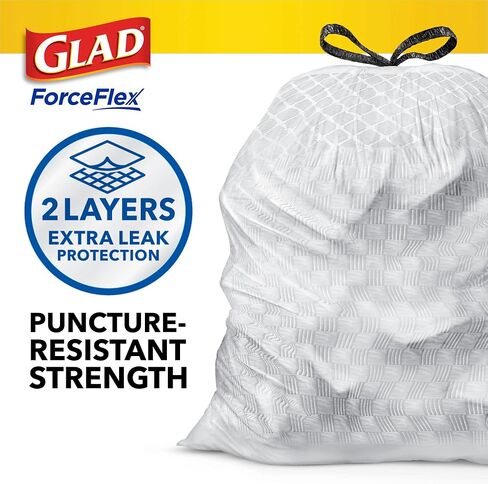 Glad Trash Bags and Food Wrap, ForceFlex Tall Kitchen Drawstring Garbage Bags, 13 Gal, Fresh Clean Scent with Febreze, 110 Ct + Glad Press'n Seal Plastic Food Wrap - 70 Square Foot Roll, (Bundle) in Saudi Arabia