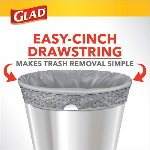 Glad Trash Bags and Food Wrap, ForceFlex Tall Kitchen Drawstring Garbage Bags, 13 Gal, Fresh Clean Scent with Febreze, 110 Ct + Glad Press'n Seal Plastic Food Wrap - 70 Square Foot Roll, (Bundle) in Saudi Arabia