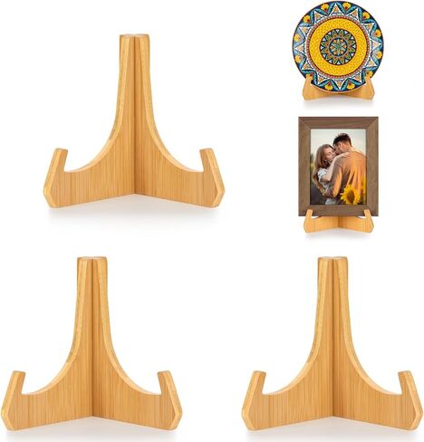 Plate Stands for Display, 6 Inch Plate Holders for Displaying, Bamboo Picture Frame Stand for Tables, Tabletop Easels, Decorative Stand for Platter, Dish, Book, Photo and Plaque (1 Pack) in Saudi Arabia