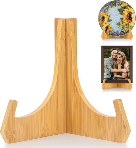 Plate Stands for Display, 6 Inch Plate Holders for Displaying, Bamboo Picture Frame Stand for Tables, Tabletop Easels, Decorative Stand for Platter, Dish, Book, Photo and Plaque (1 Pack) in Saudi Arabia