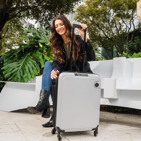 BÄRA Hardside Collapsible 20 Inch Carry On Luggage - 360 Spinner Wheels, TSA Approved Lock, Water Resistant Expandable Suitcase, Impact Resistant International Carry On Hardshell Suitcase, Silver in Saudi Arabia