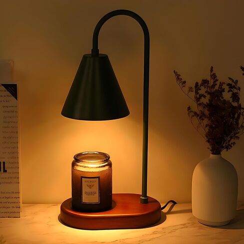 Candle Warmer Lamp with Timer, Adjustable Height Dimmable Lamp Candle Warmer, Vintage Candle Lamp Warmer with Solid Wood Base, Fits All Size Jar Candles (Include 2 Bulbs) in Saudi Arabia