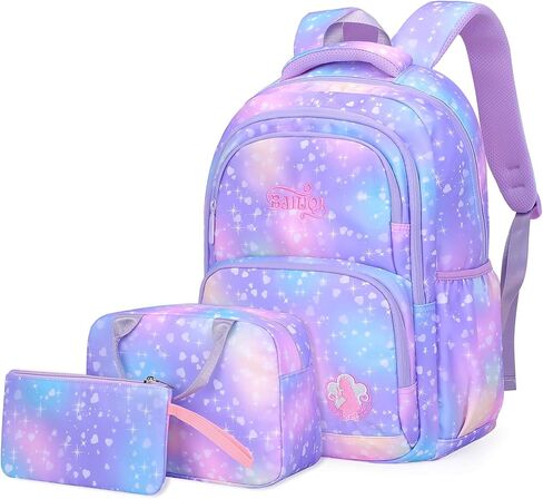 Dorlubel Girls Princess حقيبة ظهر للمدرسة الابتدائية، حقيبة ظهر مطبوعة على شكل قلب لطيفة للأطفال في مرحلة ما قبل المدرسة مع حقيبة غداء وحقيبة أقلام (شكل قلب أرجواني) in Kuwait