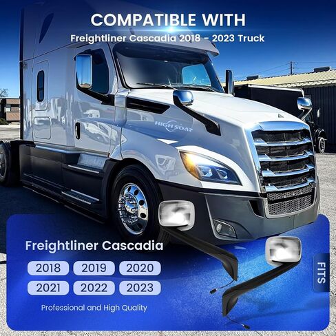 Chrome Hood Mirrors Assembly (Driver and Passenger Sides) Fit for Freightliner Cascadia 2018 2019 2020-New Pair in Saudi Arabia