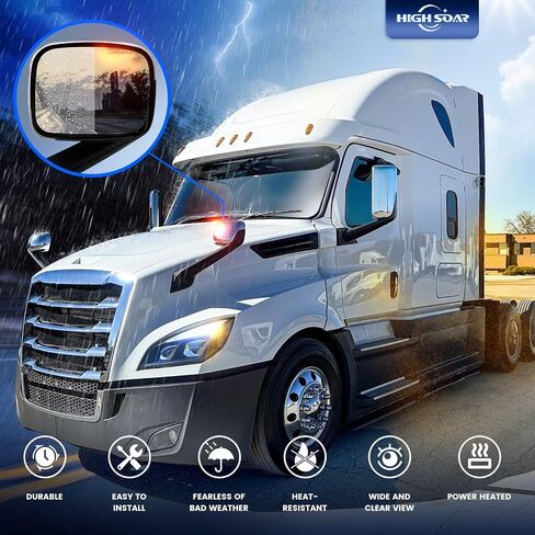 Chrome Hood Mirrors Assembly (Driver and Passenger Sides) Fit for Freightliner Cascadia 2018 2019 2020-New Pair in Saudi Arabia