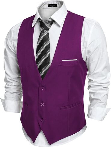 COOFANDY Men's Formal Suit Vest Slim Fit Casual Business Dress Waistcoat Vest in Kuwait