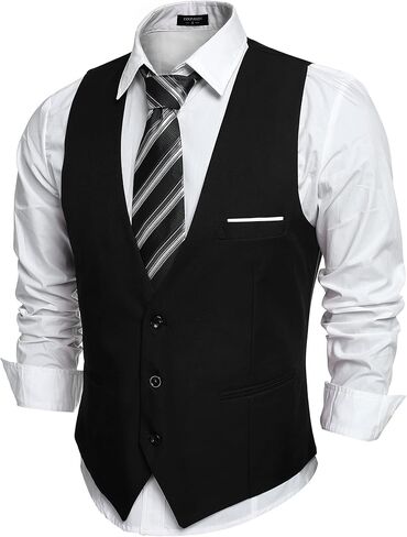 COOFANDY Men's Formal Suit Vest Slim Fit Casual Business Dress Waistcoat Vest in Kuwait
