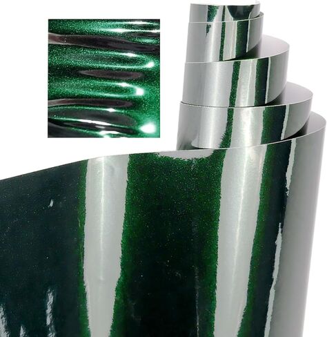 غلاف فينيل أخضر زمردي لامع، 1 قدم × 5 قدم أسود أخضر، غلاف من الفينيل للسيارات - غلاف هواء ذاتي اللصق للمركبة الداخلية/الخارجية - أغلفة فينيل السيارة (30 سم * 1.5 متر) in Kuwait