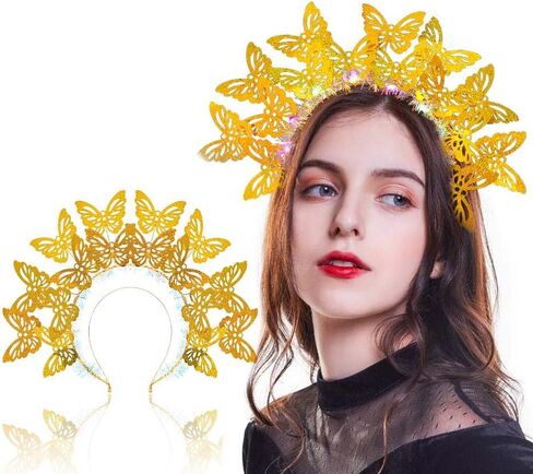 Fstrend Light Up Headband Butterfly LED Hair Hoop Monarch مضيئة غطاء الرأس زي حفلة الشاي للنساء in Kuwait