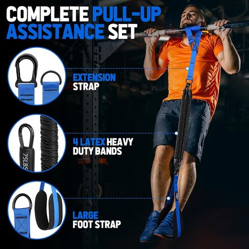 Pull Up Assistance Bands, Heavy Duty Assisted Pull Up Bands for Pull Up Assist, Adjustable Weight/Size with Fabric Feet Mats, Upgrade Pull Up Assist Bands for Strength Training in Kuwait