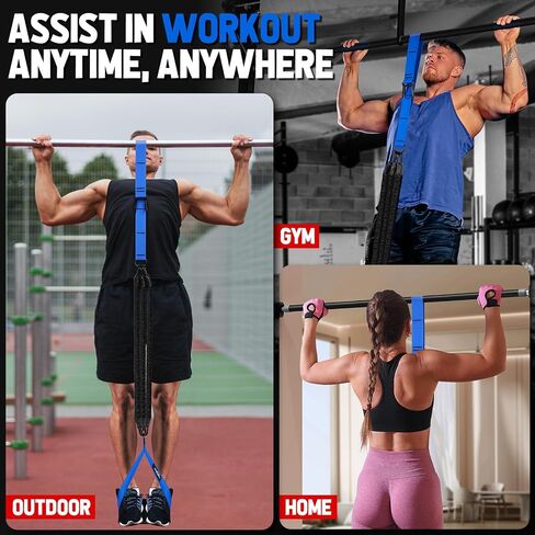 Pull Up Assistance Bands, Heavy Duty Assisted Pull Up Bands for Pull Up Assist, Adjustable Weight/Size with Fabric Feet Mats, Upgrade Pull Up Assist Bands for Strength Training in Kuwait