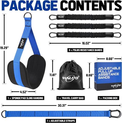 Pull Up Assistance Bands, Heavy Duty Assisted Pull Up Bands for Pull Up Assist, Adjustable Weight/Size with Fabric Feet Mats, Upgrade Pull Up Assist Bands for Strength Training in Kuwait