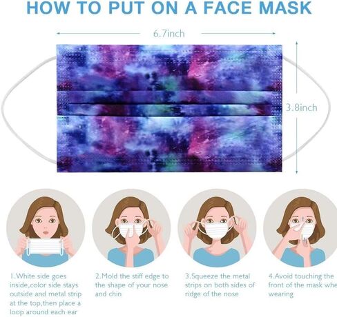 100 Pcs Disposable Face Masks - 3-Layer Breathable Safety Masks,Disposable Masks for Adults Men Women,Holiday Colorful Mask in Saudi Arabia
