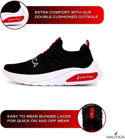 Nautica Kids Athletic Slip-On Sneakers - Comfortable Bungee Running Shoes for Boys and Girls - Stylish and Supportive Footwear for Active Kids (Big Kid/Little Kid/Toddler) in Kuwait