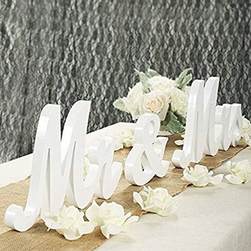 Wedding Decorations,Gold Mr and Mrs Signs Wedding Sweetheart Table Decorations, Wooden Freestanding Letters Wedding Shower Gift in Kuwait