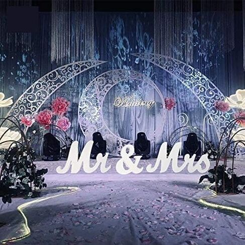 Wedding Decorations,Gold Mr and Mrs Signs Wedding Sweetheart Table Decorations, Wooden Freestanding Letters Wedding Shower Gift in Kuwait