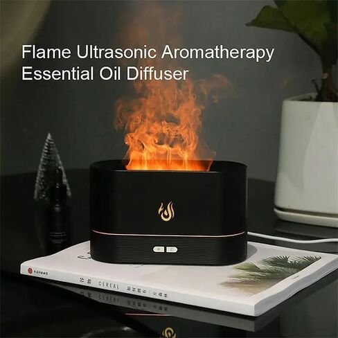 موزع روائح العلاج العطري باللهب، 180 مل، موزع روائح الزيوت العطرية - وضعان، مرطب رائحة السطوع مع تأثير لهب النار للمنزل، المكتب، المنتجع الصحي، صالة الألعاب الرياضية، أبيض، hx170 in Saudi Arabia