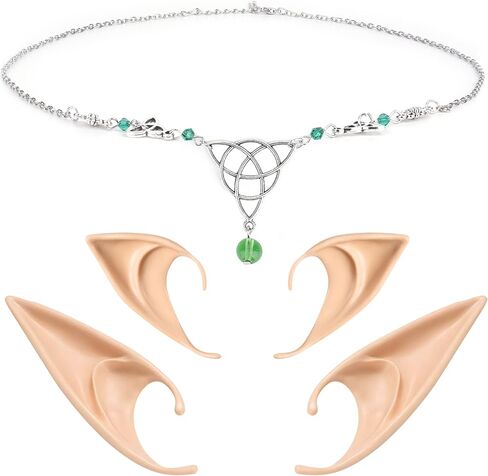 طقم غطاء للرأس بتصميم أذني قزم مع خماسية من فريش مي - عصابة رأس متدلية على شكل أذني قزم وسلسلة رأس من الخرز الكريستالي على شكل أذن in Kuwait